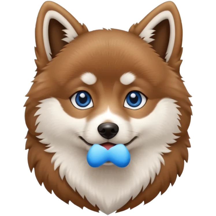 Brown Pomsky with white feet blue eyes emoji