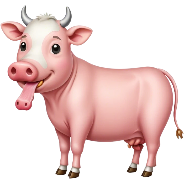 Cow eating a pig emoji