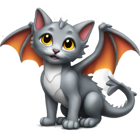 dragon wings on grey kitten emoji