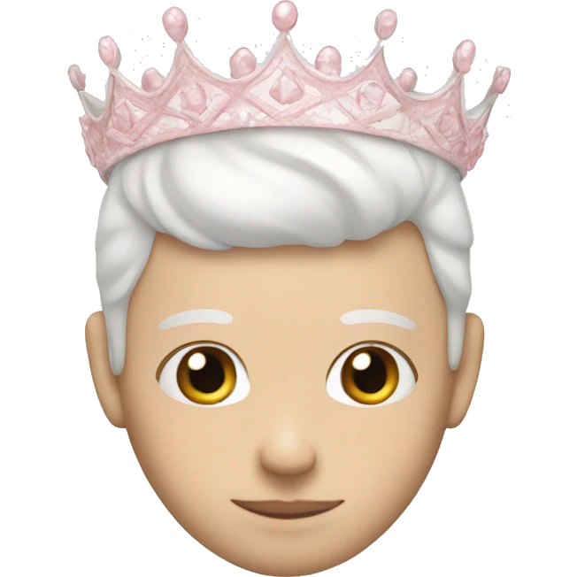 White and pastel pink crown emoji