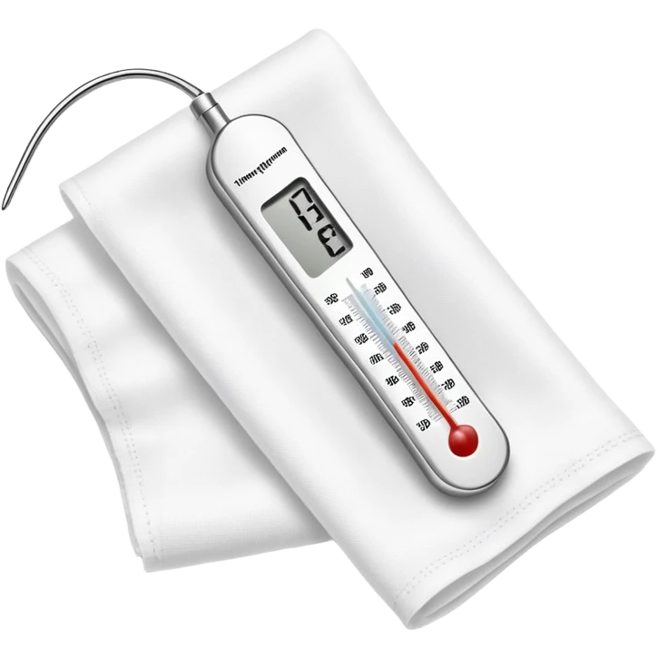 digital thermometer resting on top of folded clean gauze pad emoji