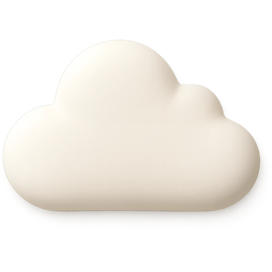 A simple cloud icon with soft puffy edges and a gentle appearance emoji