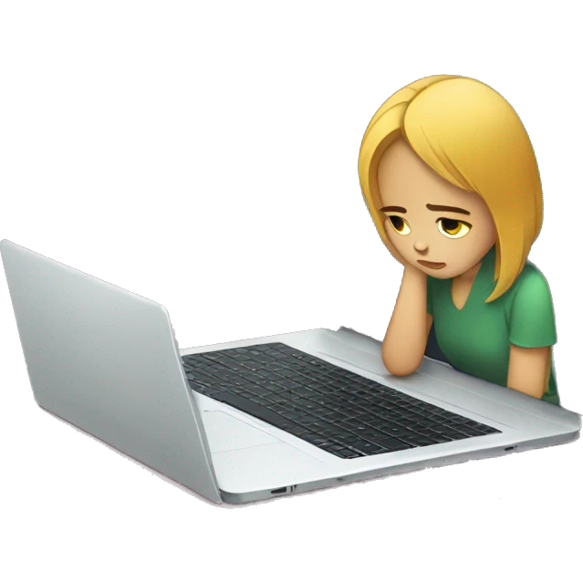sad girl and laptop emoji