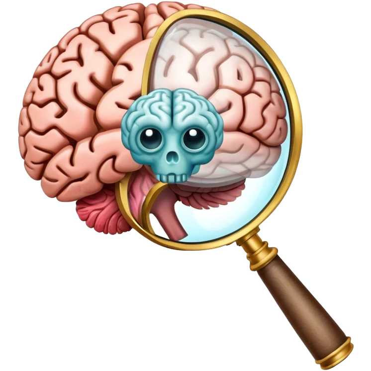 Magnifying glass with brain emoji