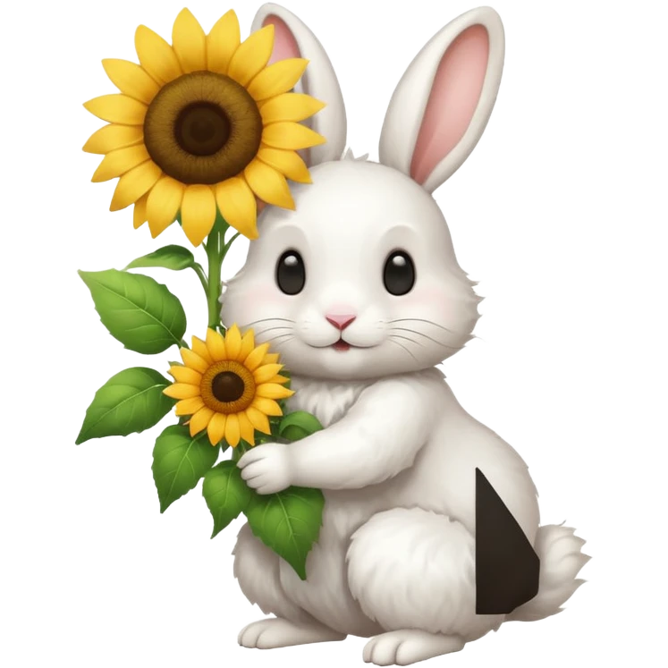White rabbit with sunflower love emoji