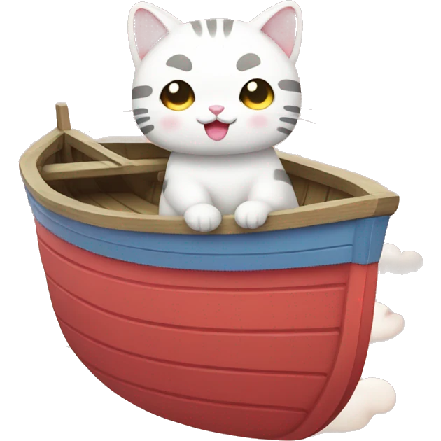 kawaii japan cat on boat emoji