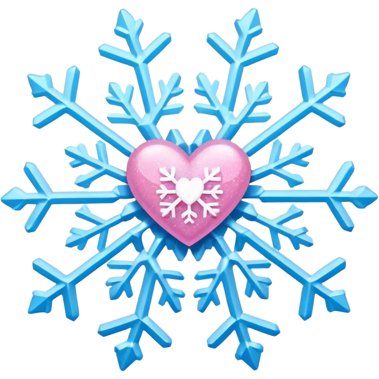 snowflake pink heart color white baby blue and baby pink glitter glow basic realist emoji