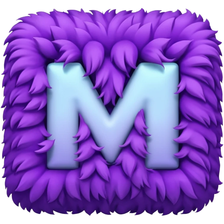 The fluffy letter M is purple in color emoji