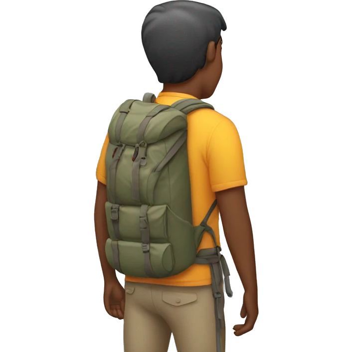 hiking man touching spine emoji