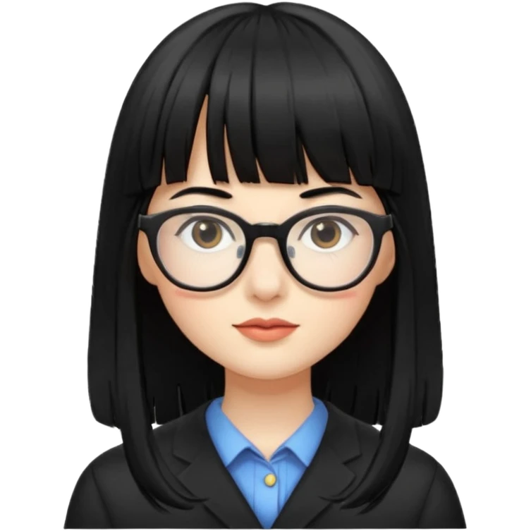 lecture girl with straight bangs fringe long black color hair  emoji