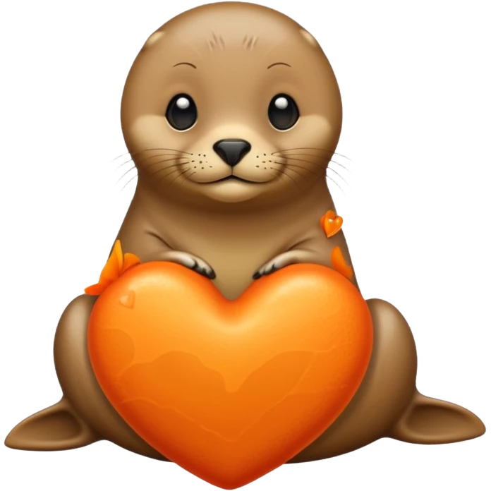 a seal in love with orange heart emoji