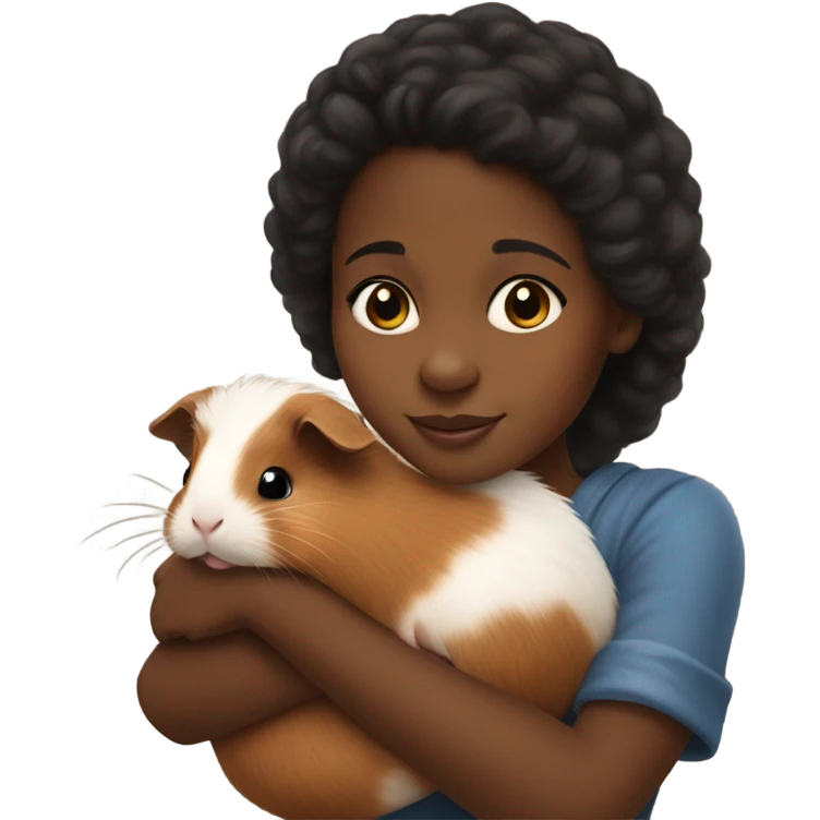 Little black girl holding a Guinea pig emoji