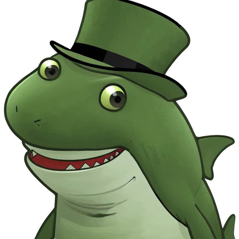 Shark with a top hat emoji