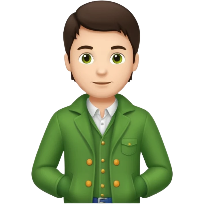brunette man with green dutch clothing emoji