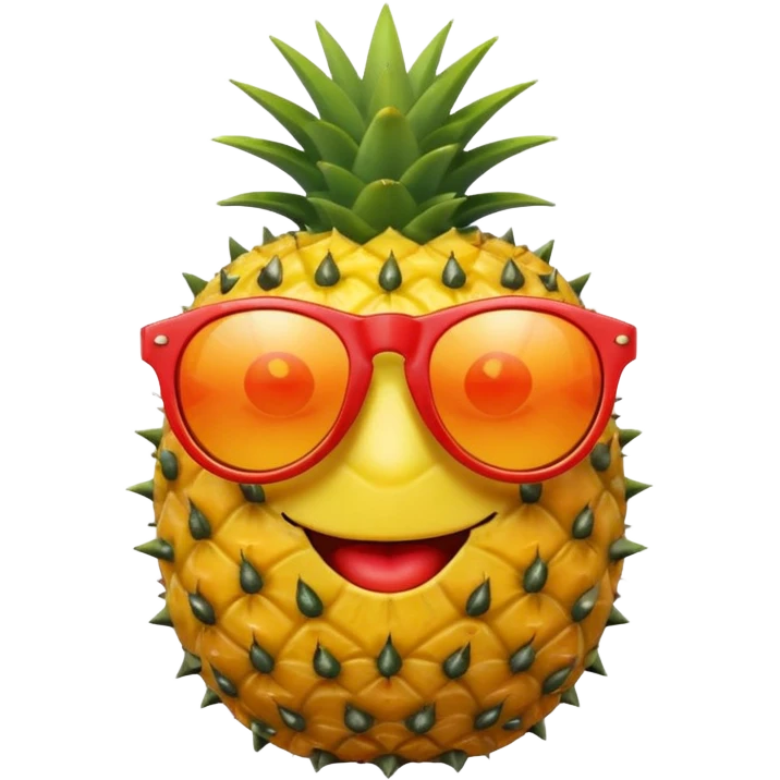 Fruit with Sunglasses, apple, lemon, orange, pineapple.  emoji