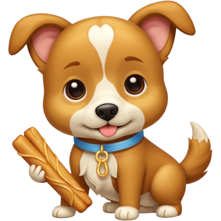 Un perrito viendo con hambre un churro emoji