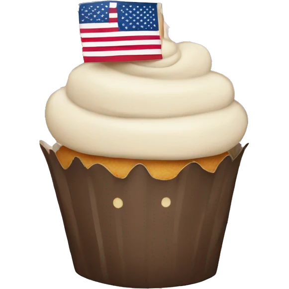 Happy cupcake with an American flag emoji
