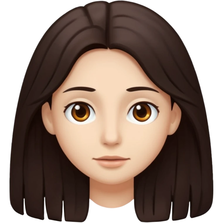 cabelo grande ,castanho escuro, pele clara, olhos castanhos,  emoji