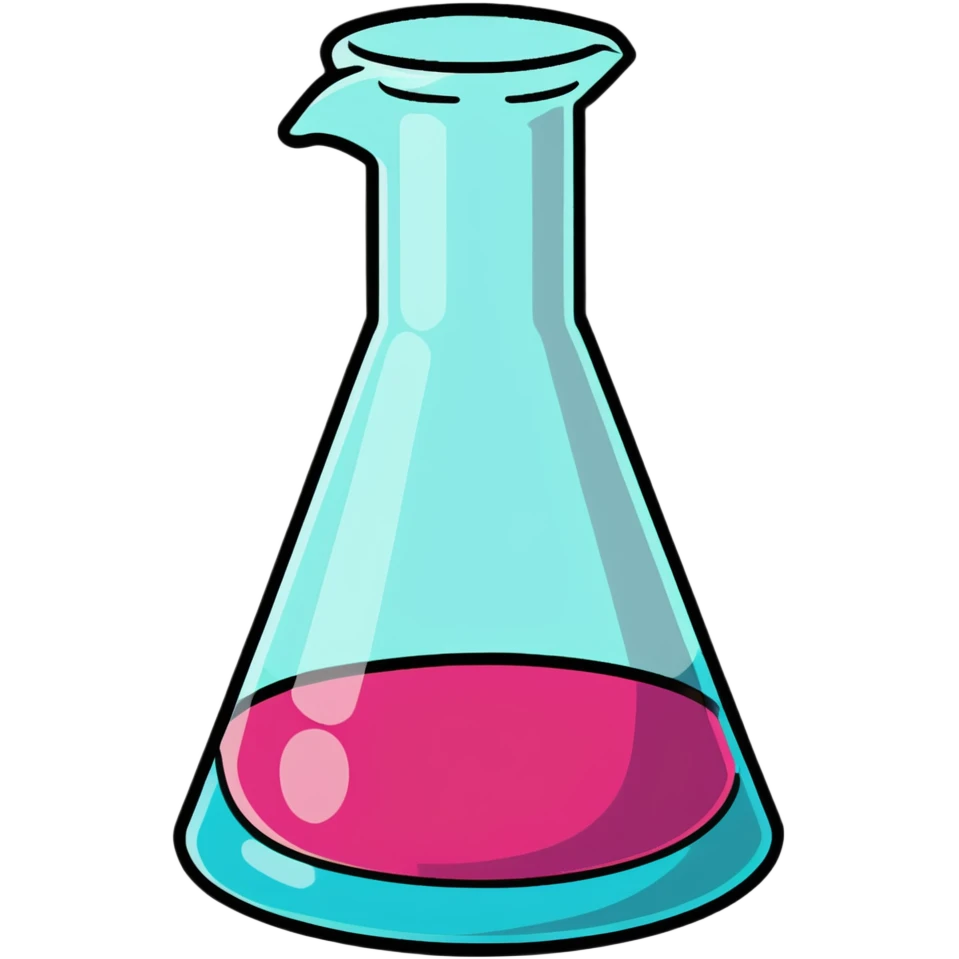 Chemistry beaker with periodic table elements emoji