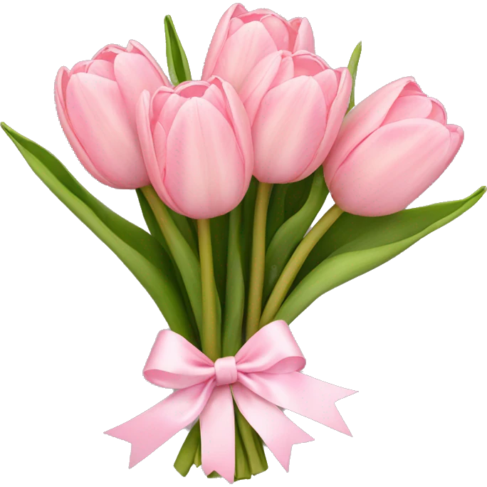 light pink tulip bouquet with light pink bow emoji