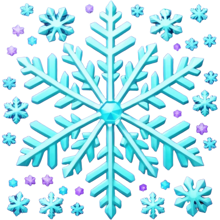 cyan and purple snowflake glitter emoji
