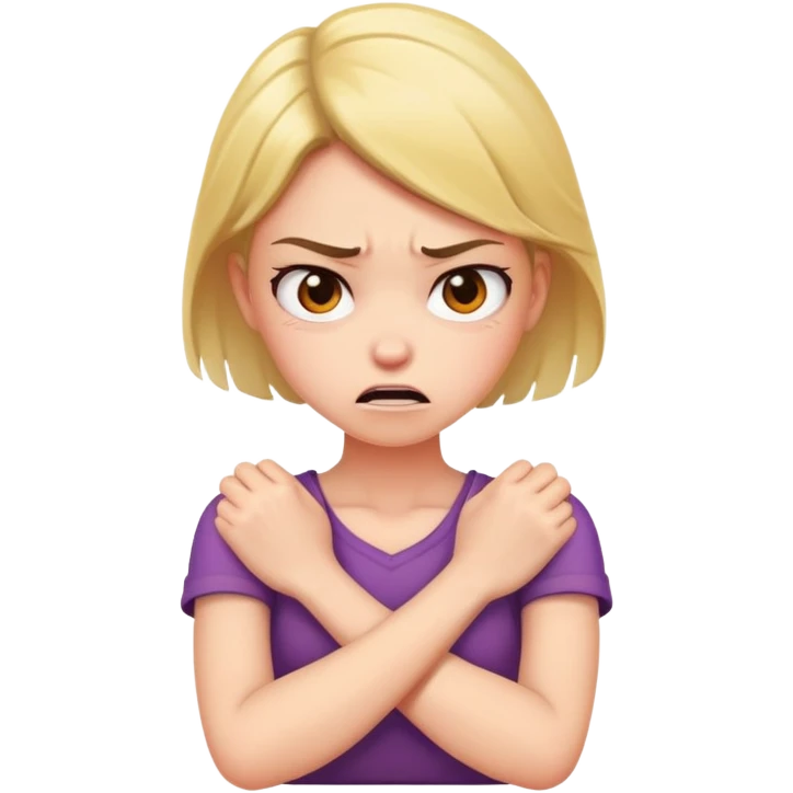 arms crossed holding neck angry girl emoji