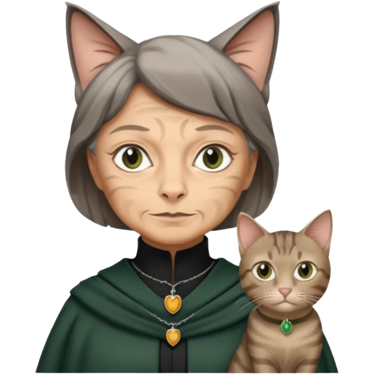 Minerva McGonagall with tabby grey cat  emoji
