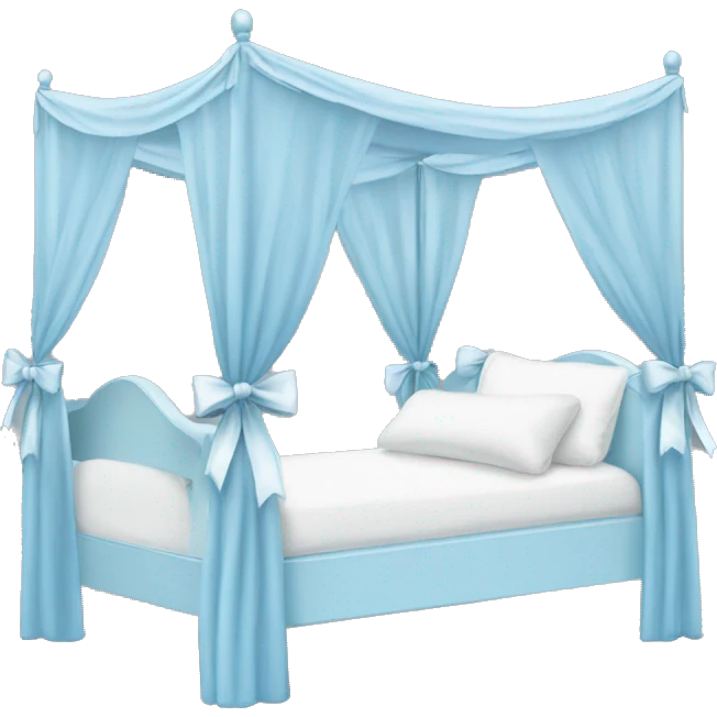 Baby blue canopy bed with white bows emoji