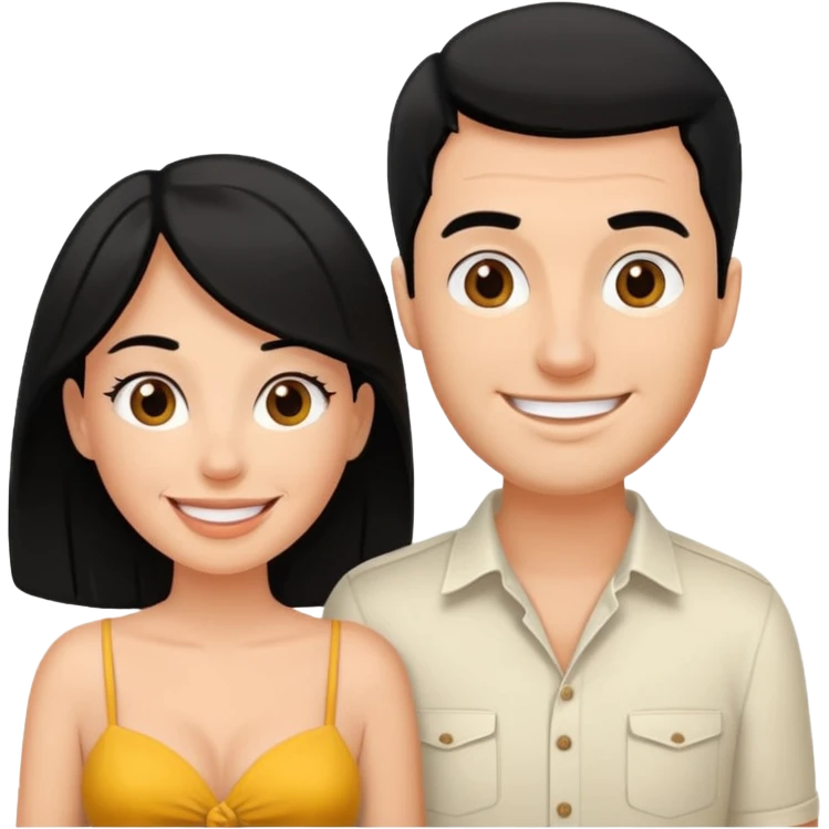 A white woman and man on their honeymoon (black hair) emoji