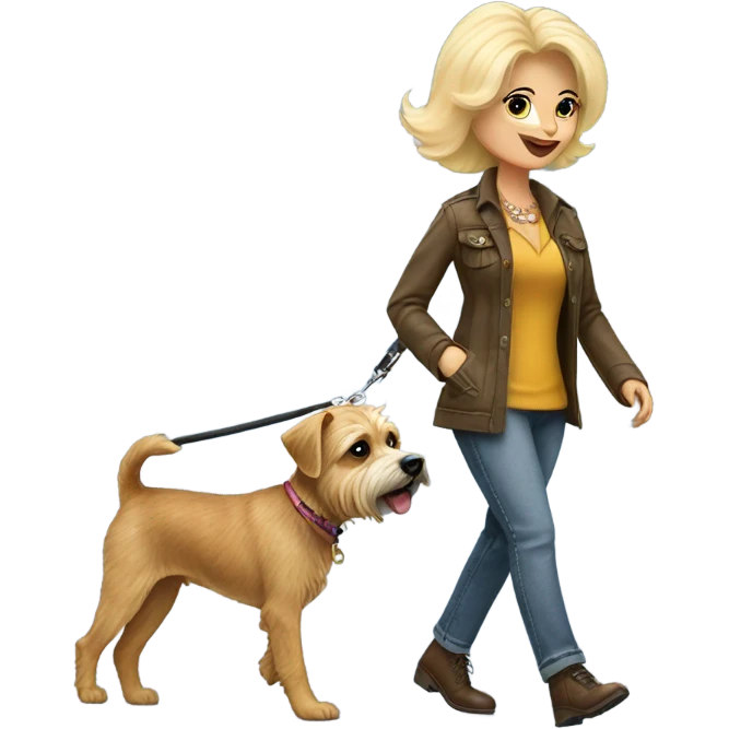 Dolly Parton walking border terrier emoji