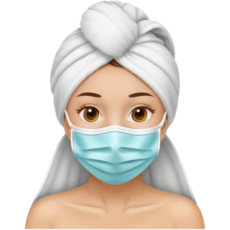 woman doing self care with face mask and towel emoji