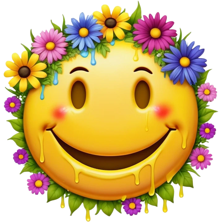 smiley melted garden flowers  emoji
