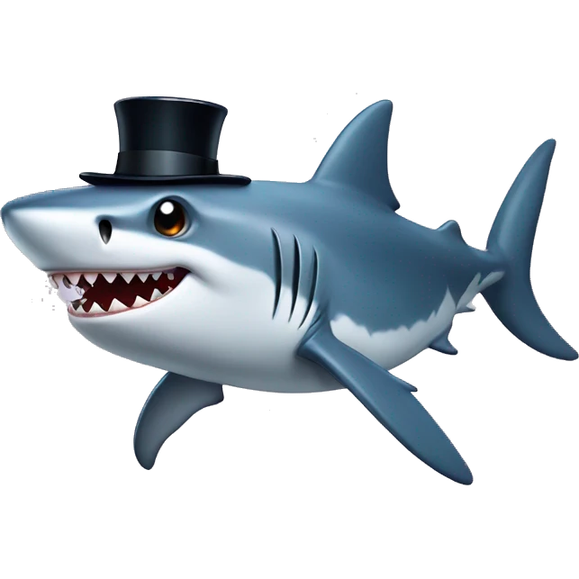 Shark with a top hat emoji