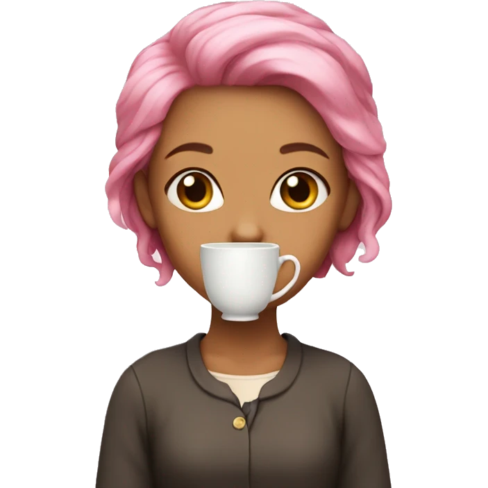  Girl that has pink hair and has a cup of tea  emoji