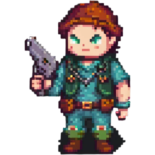 Doddieman character with gun emoji