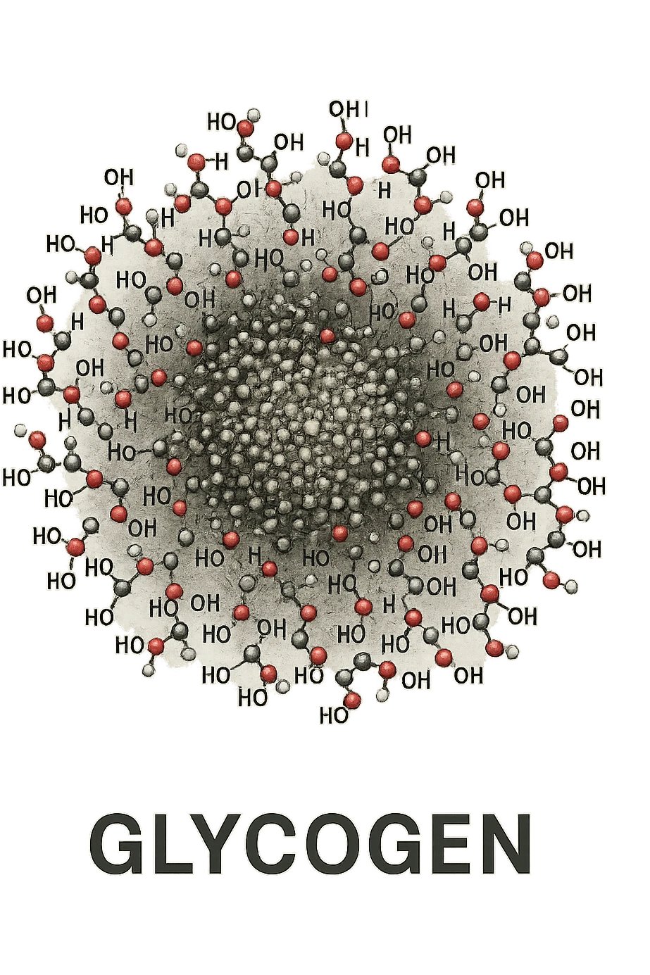 detailed glycogen as molecular structure or granule, scientific realistic style, isolated on transparent background, aspect ratio 2:3 emoji