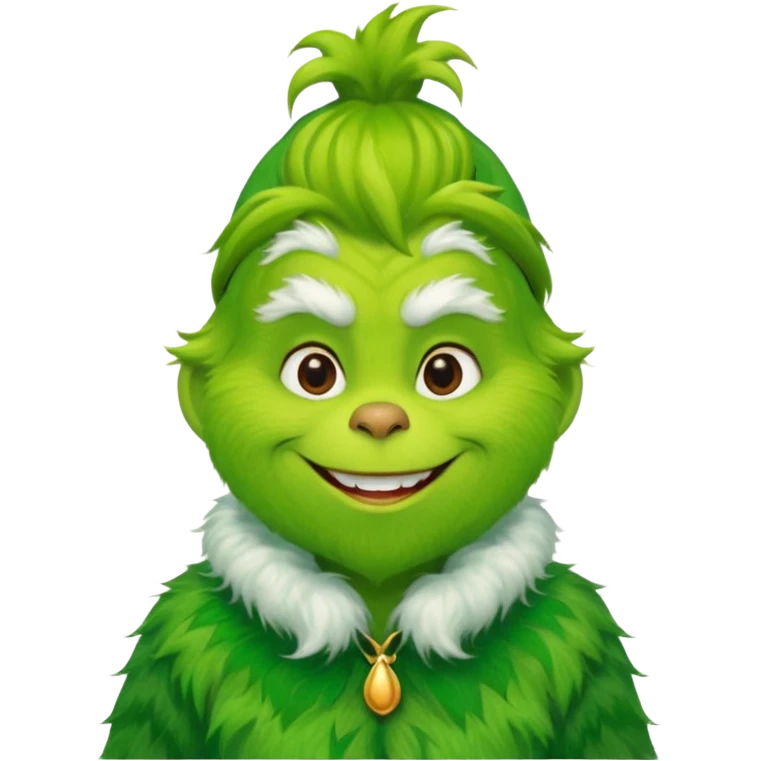 Grinch in green fur coat emoji