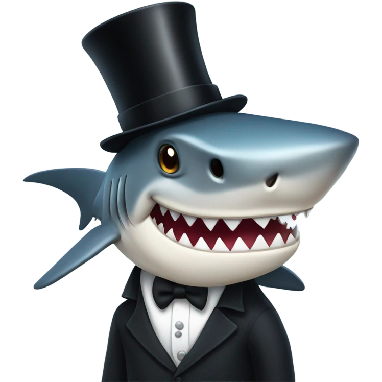 Shark with a top hat emoji