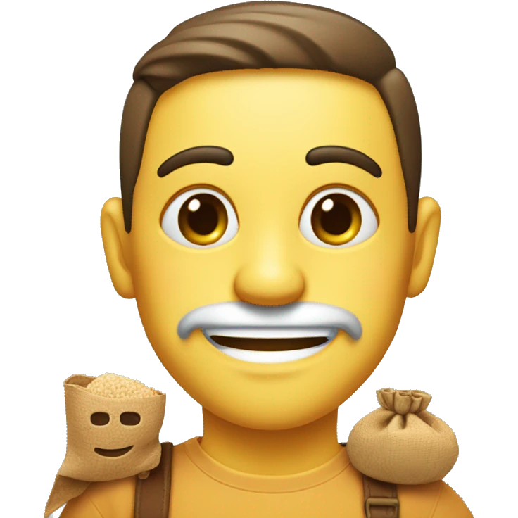 happy face with bushy eyebrows and a small bag of cane sugar and a key emoji