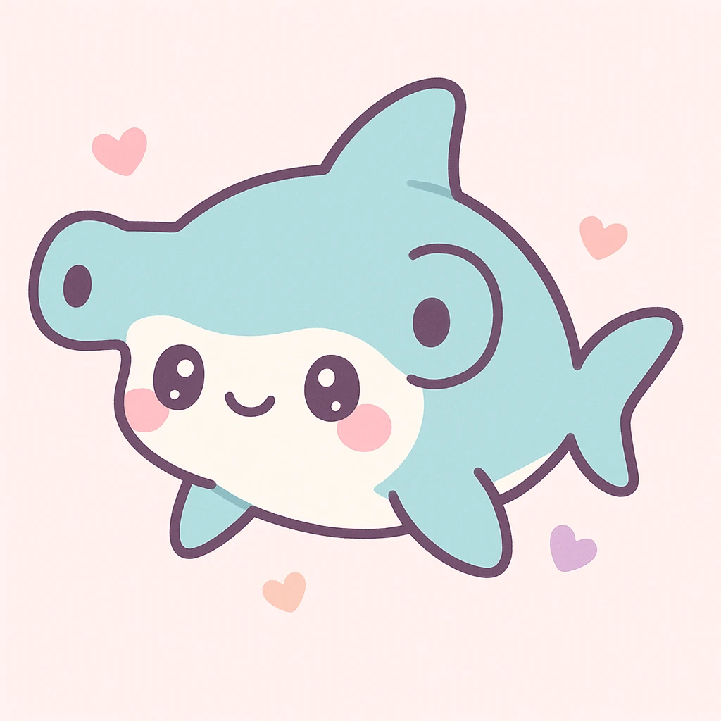 hammerhead shark, kawaii style emoji