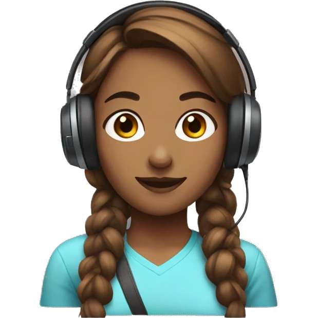 Girly gamer with headset on and brown hair emoji
