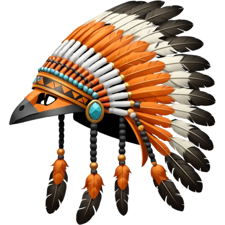 Orange black and white Native American warrior head dress emoji