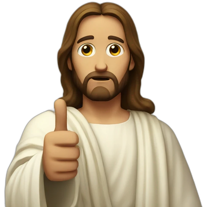 Sad Jesus pointing emoji