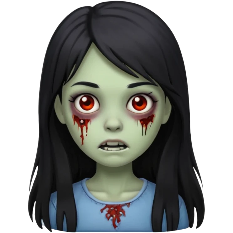girl zombie long hair side bang ios memoji emoji