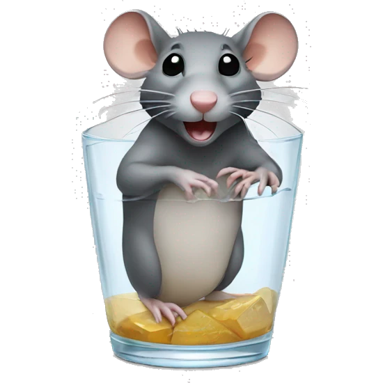A rat turning in a glass emoji
