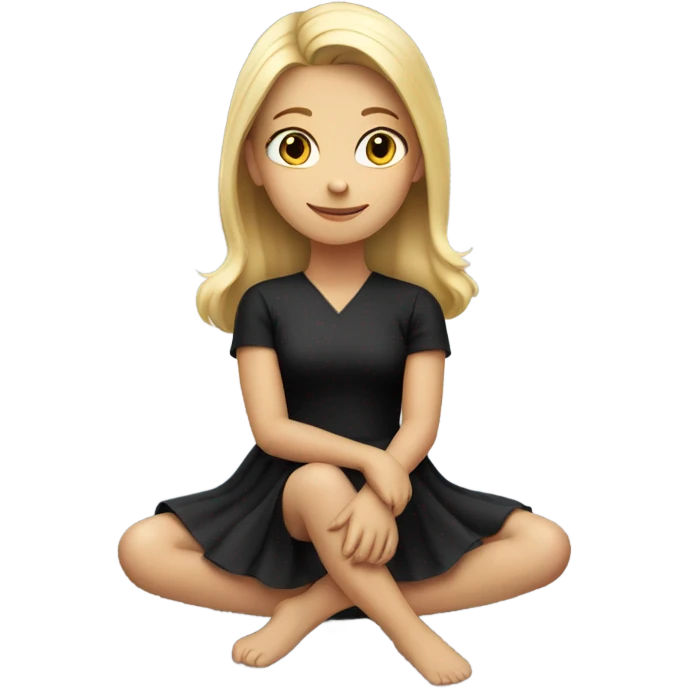 full body blonde girl sitting in black dress on the floor emoji