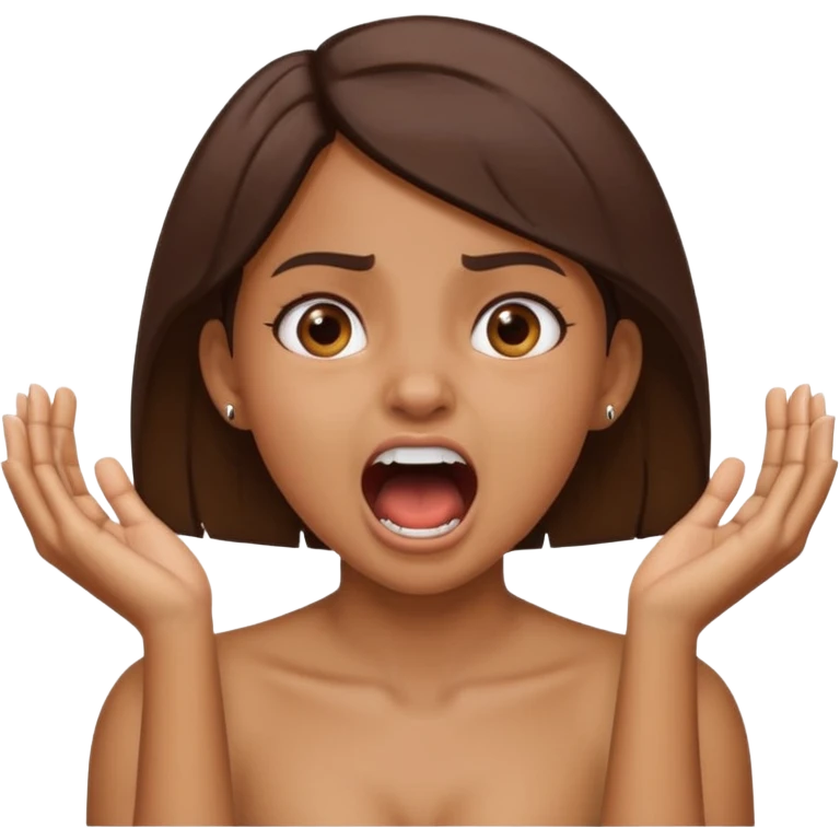 Brown girl having her hands on her neck screaming  emoji