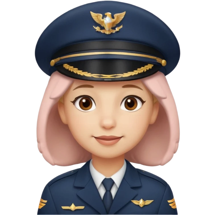 pilot wearing a captain hat, sheepish apologetic smile, small blush cheeks, giving a gentle salute, emoji