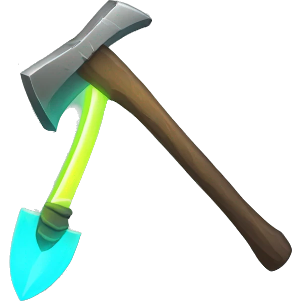 pickaxe with glowing neon elements emoji