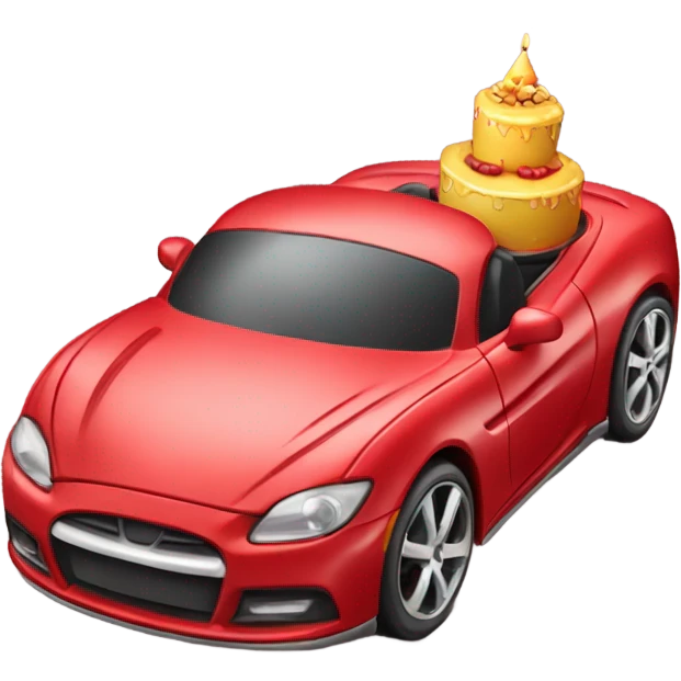 Birthday cake in red sports car emoji